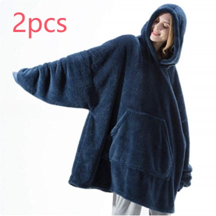 Wearable Blanket Hoodie Oversized Plush Fleece with Kangaroo Pocket and Hooded Collar - Image 9