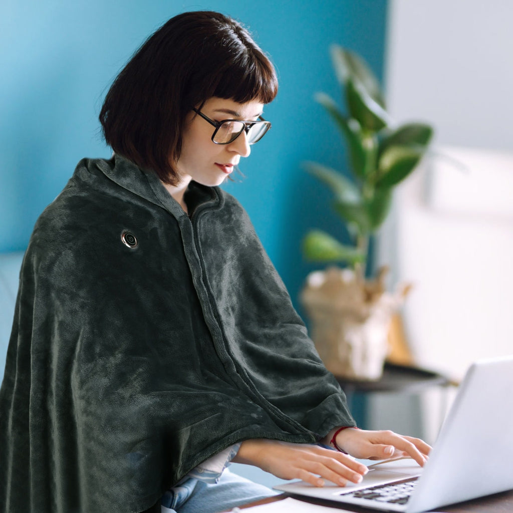 Wearable Heated Blanket Throw with USB Power and Zipper Closure Portable Electric Shawl Wrap - Image 6