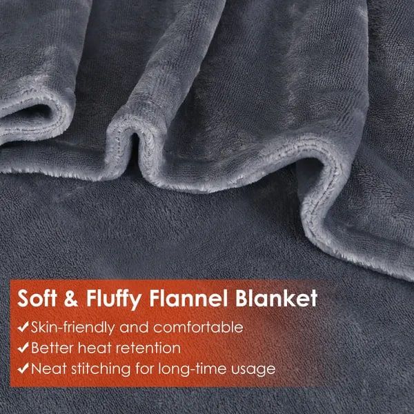 Wearable Heated Blanket with USB Power Zipper Shawl Wrap Eight Heating Zones 59 X 31 Inches - Image 1