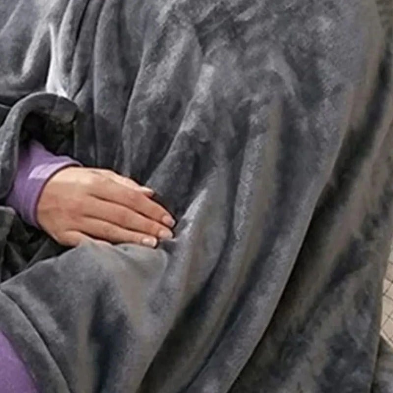 Wearable Portable USB Heated Blanket Shawl with Snap Closures and Fleece Throw - Image 3