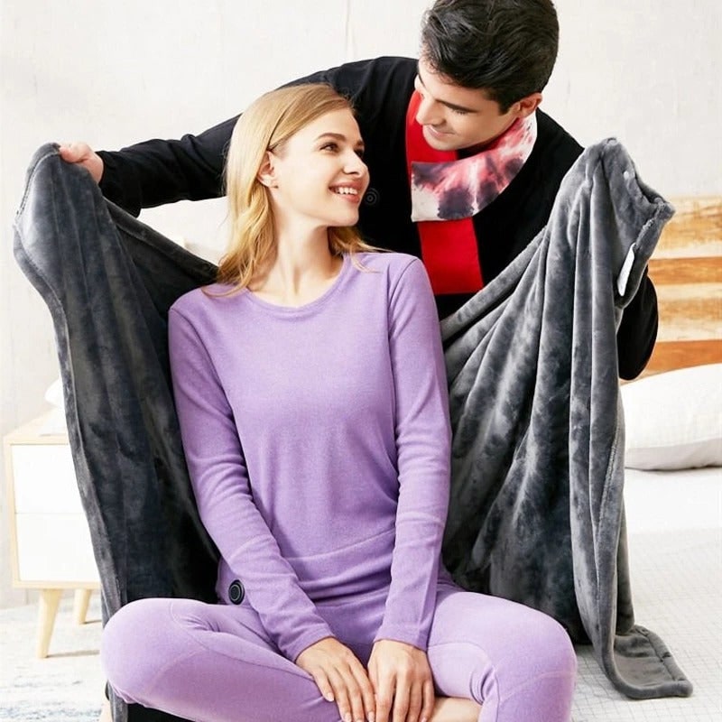 Wearable Portable USB Heated Blanket Shawl with Snap Closures and Fleece Throw - Image 4
