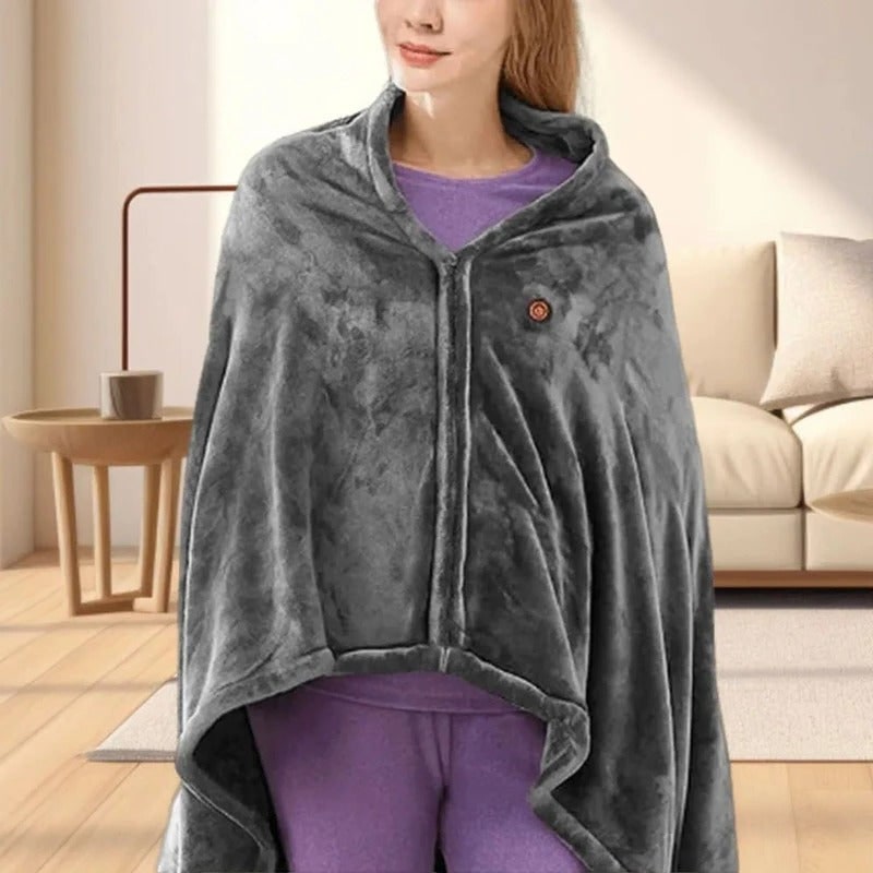 Wearable Portable USB Heated Blanket Shawl with Snap Closures and Fleece Throw - Image 6