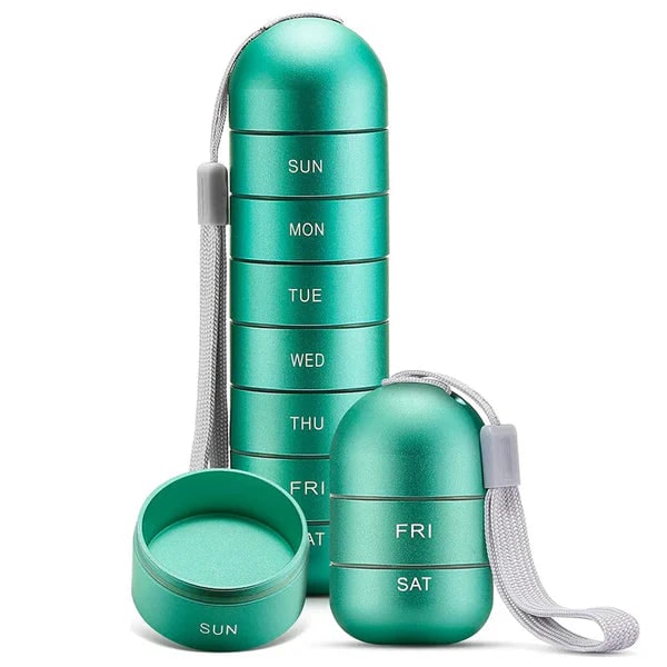 Weekly Pill Organizer 7 Day Daily Aluminum Metal Portable Stackable Waterproof - Image 2