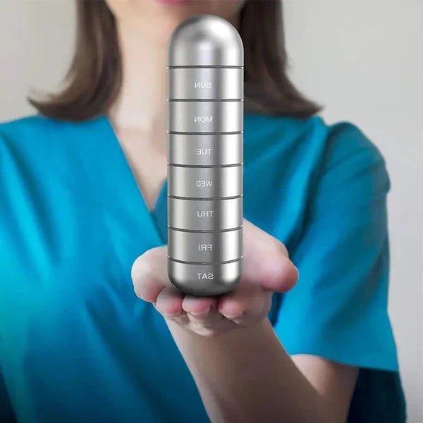 Weekly Pill Organizer 7 Day Daily Aluminum Metal Portable Stackable Waterproof - Image 6