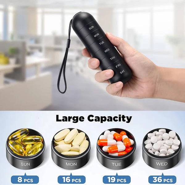Weekly Pill Organizer 7 Day Daily Aluminum Metal Portable Stackable Waterproof - Image 7