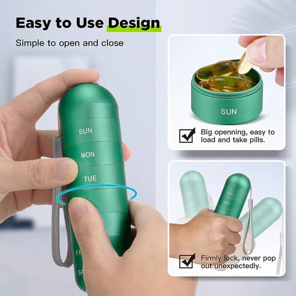 Weekly Pill Organizer 7 Day Daily Aluminum Metal Portable Stackable Waterproof - Image 8