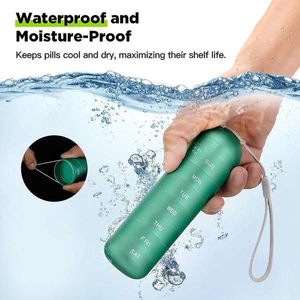 Weekly Pill Organizer 7 Day Daily Aluminum Metal Portable Stackable Waterproof - Image 9