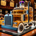 Whiskey Decanter and Glass Set with Semi-Truck Design and Silver Accents Personalised - Image 1