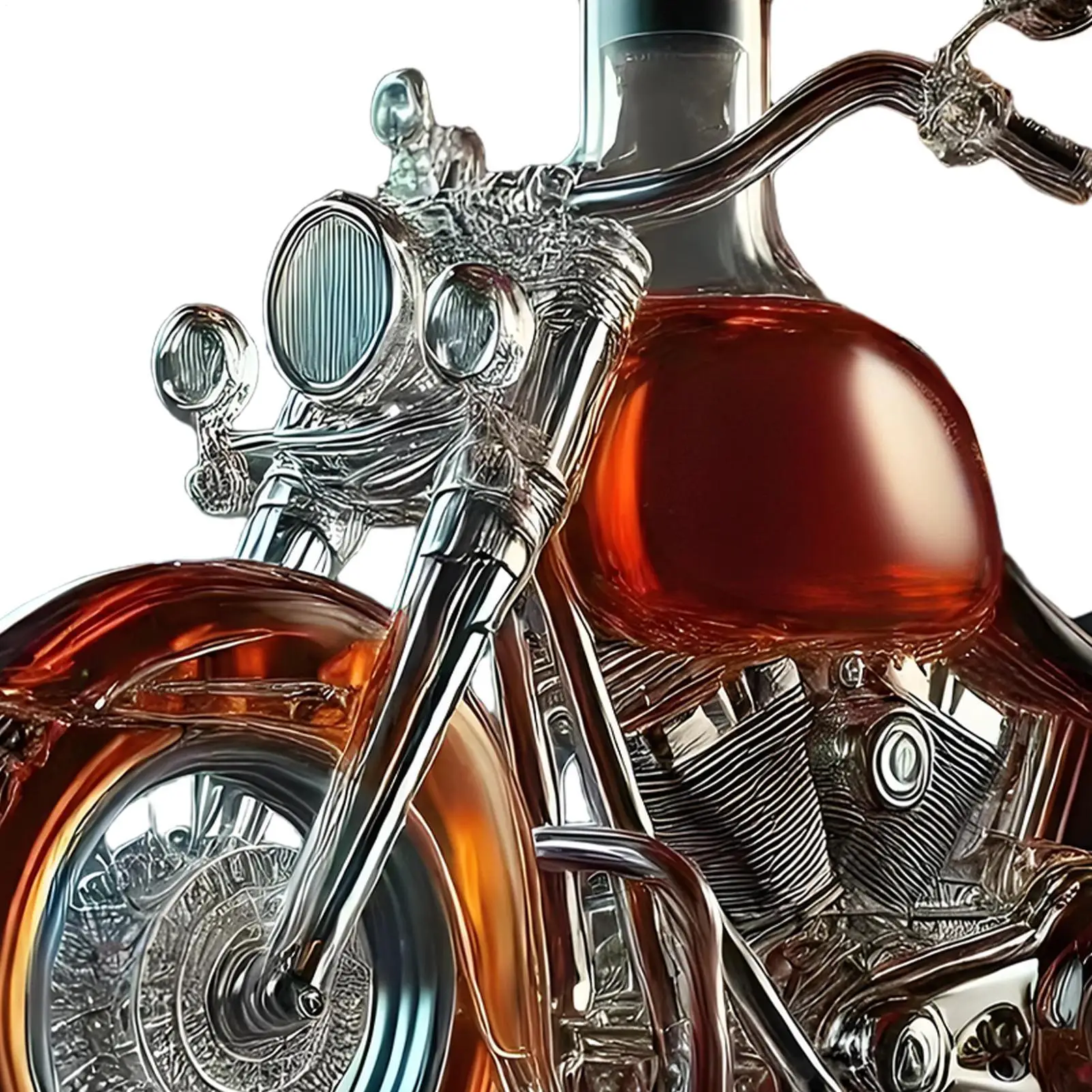 Whiskey Decanter and Glasses Set Motorcycle Cruiser Design Glass Carafe Crystal - Image 6