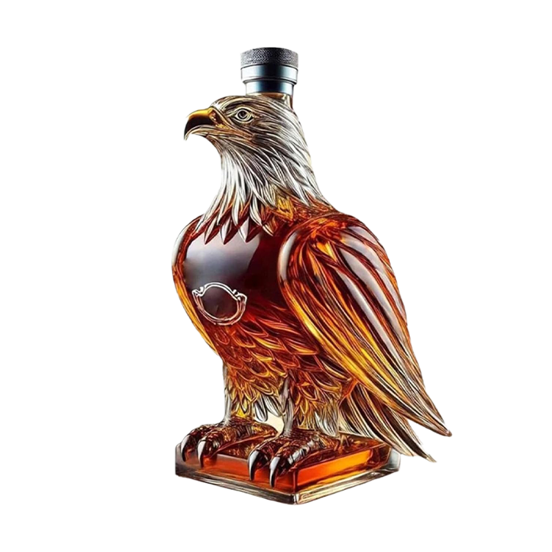 Whiskey Decanter Collectible Eagle Glass Bald Shaped Stopper Bottle - Image 1