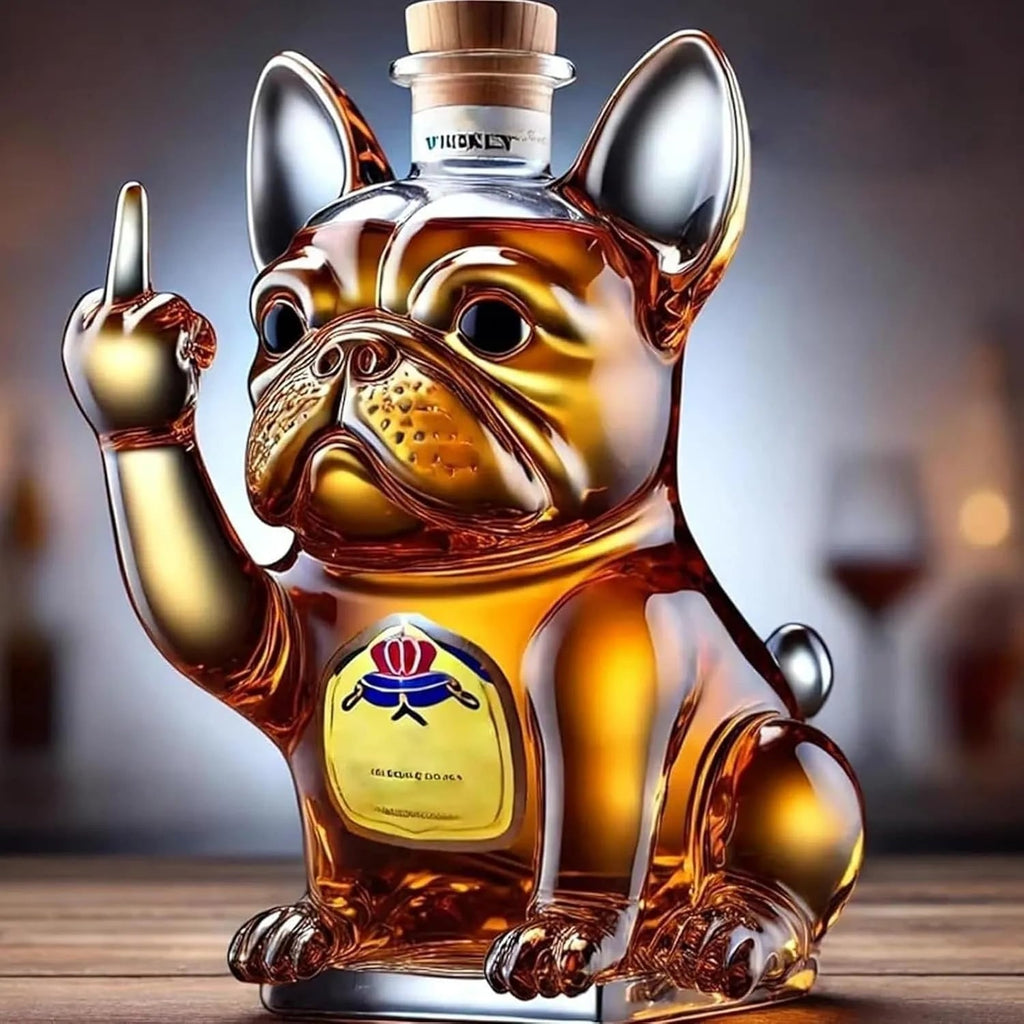 Whiskey Decanter Glass French Bulldog Novelty Cork Stopper Gift Bottle - Image 2