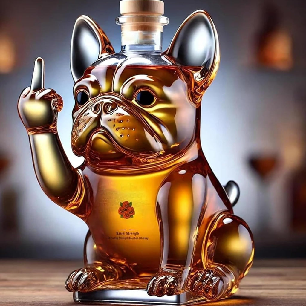 Whiskey Decanter Glass French Bulldog Novelty Cork Stopper Gift Bottle - Image 4