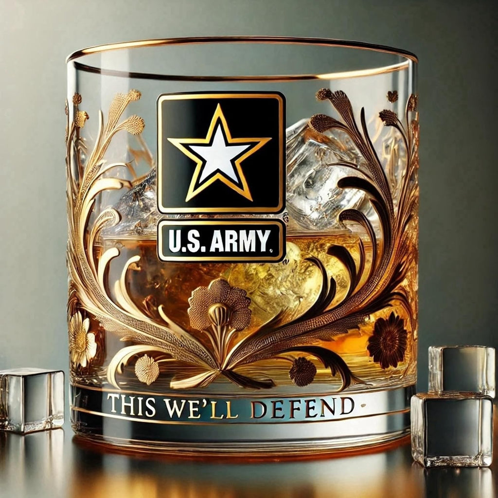 Whiskey Glass Rocks Tumbler Crystal Gold Emblem Filigree Gift - Image 2