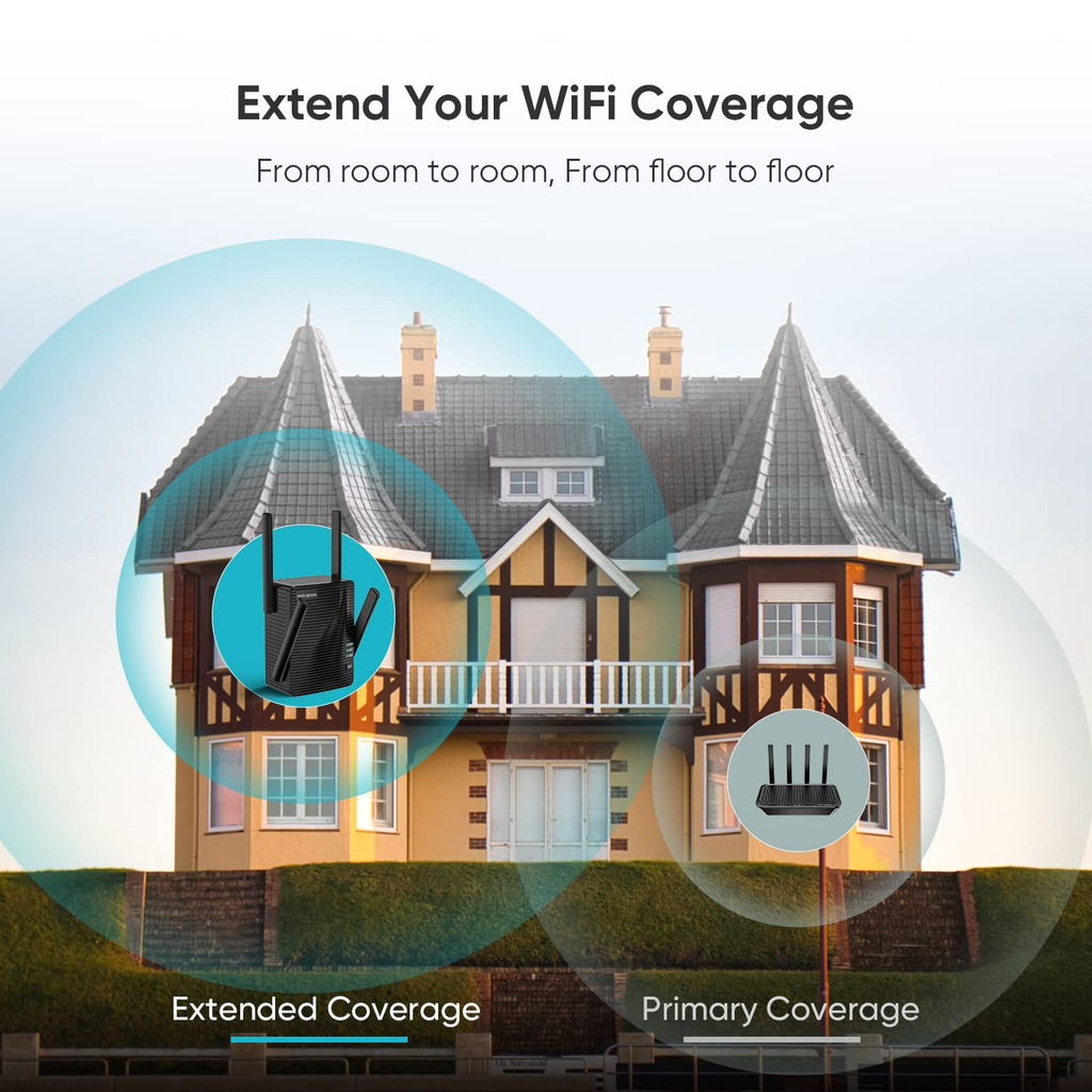 WIFI Extender Wireless Internet Range with Dual Band Booster and Four Adjustable Antennas - Image 2