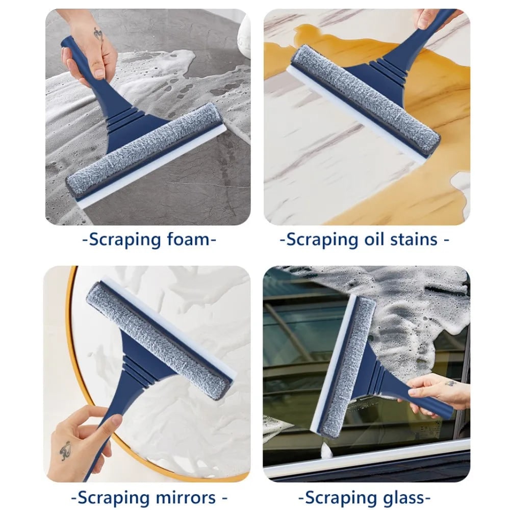 Window Squeegee with Telescopic Handle and Microfiber Scrubber for Streak-Free Cleaning - Image 6