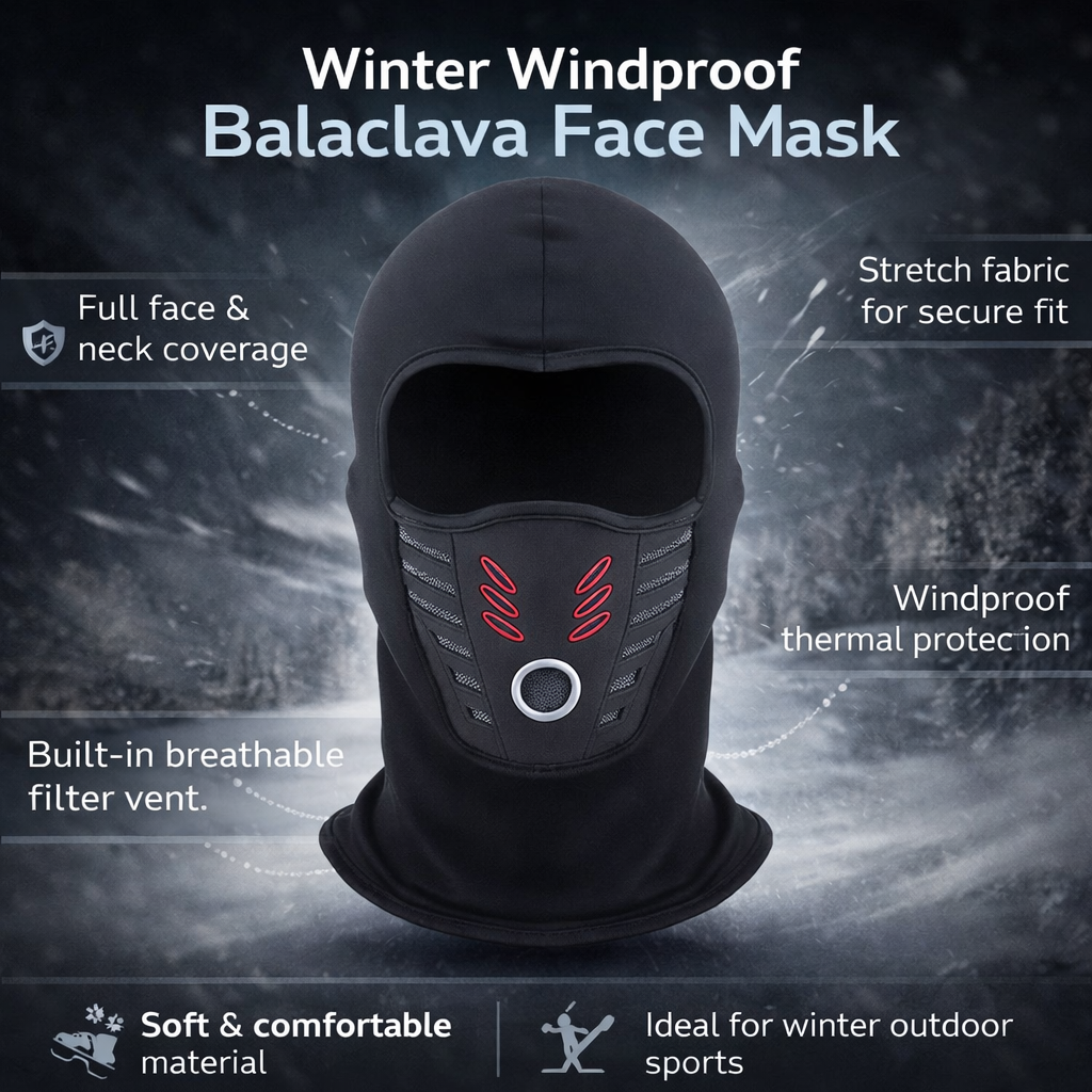 Winter Balaclava with Face Mask Fleece Windproof Full Coverage Thermal Ski - Image 11