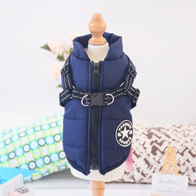 Winter Dog Coat with Harness and Jacket for Waterproof Padded Fleece Vest - Image 1