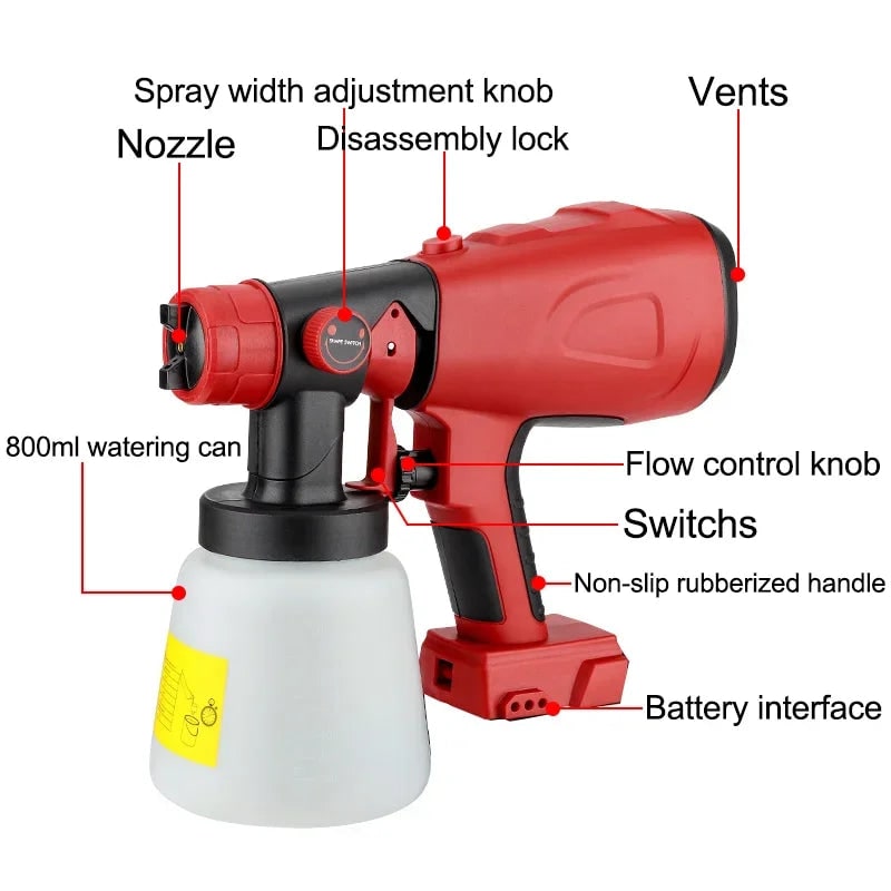 Wireless Cordless Electric Paint Sprayer Handheld Portable Adjustable Nozzle - Image 4