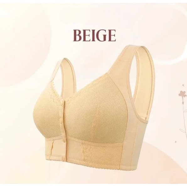 Wireless Front Closure Bra Full Coverage Lace Trim Molded Cup - Image 10