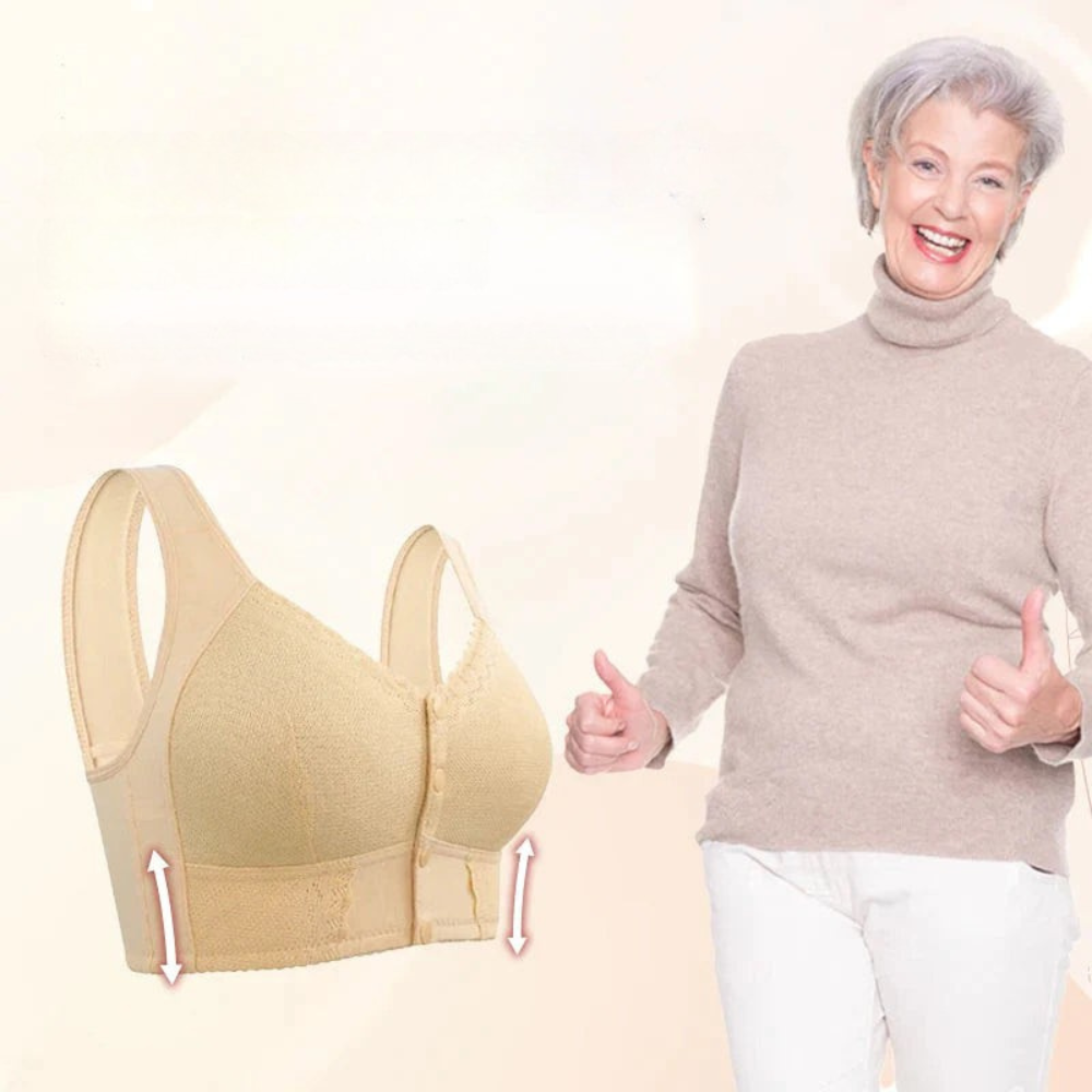 Wireless Front Closure Bra Full Coverage Lace Trim Molded Cup - Image 4