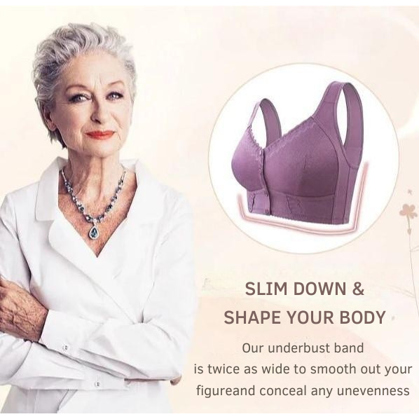 Wireless Front Closure Bra Full Coverage Lace Trim Molded Cup - Image 5