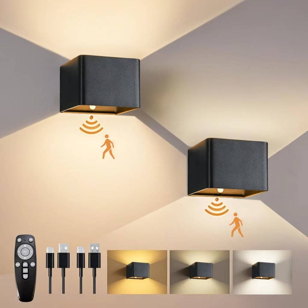 Wireless Wall Sconce Lamp with Modern LED Lighting Motion Sensor and Rechargeable Battery - Image 1