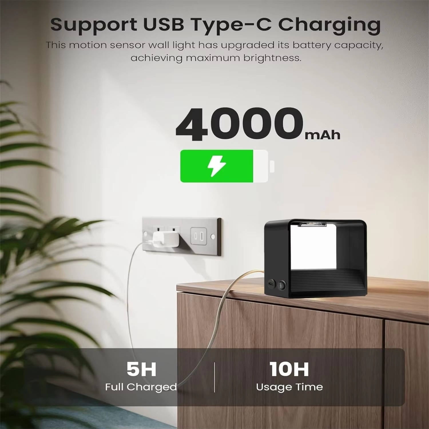 Wireless Wall Sconce Lamp with Modern LED Lighting Motion Sensor and Rechargeable Battery - Image 3