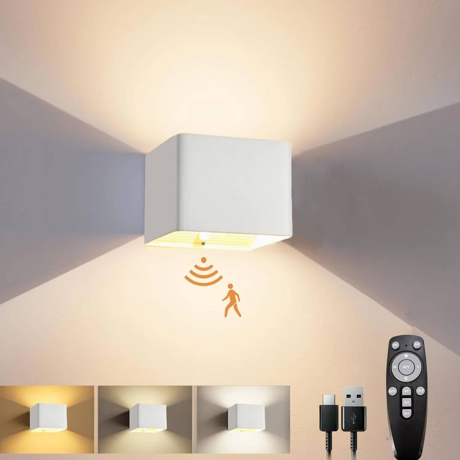 Wireless Wall Sconce Lamp with Modern LED Lighting Motion Sensor and Rechargeable Battery - Image 8