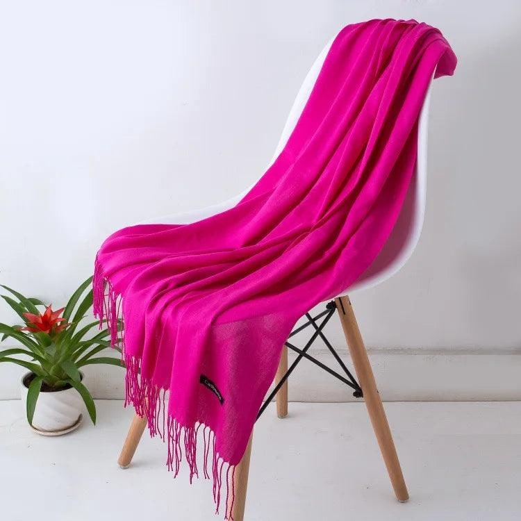 Women's Cashmere Scarf Wrap with Fine Knit Texture and Twisted Fringe - Image 19