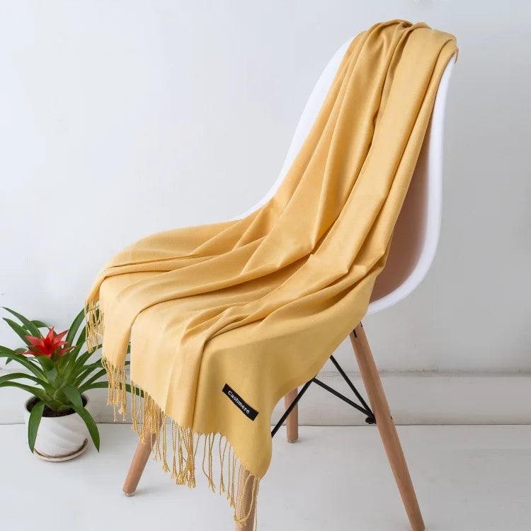 Women's Cashmere Scarf Wrap with Fine Knit Texture and Twisted Fringe - Image 22