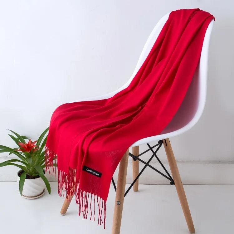 Women's Cashmere Scarf Wrap with Fine Knit Texture and Twisted Fringe - Image 23