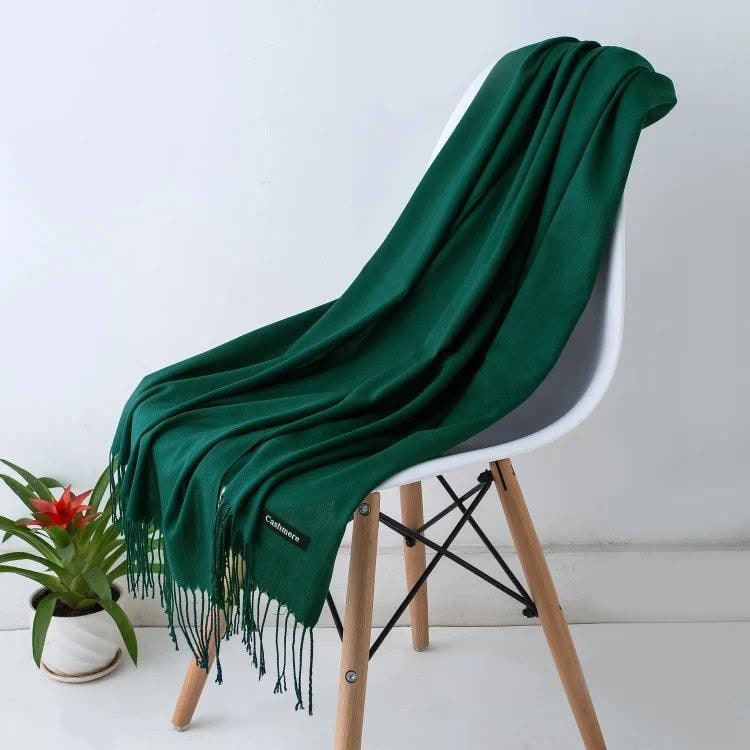 Women's Cashmere Scarf Wrap with Fine Knit Texture and Twisted Fringe - Image 25