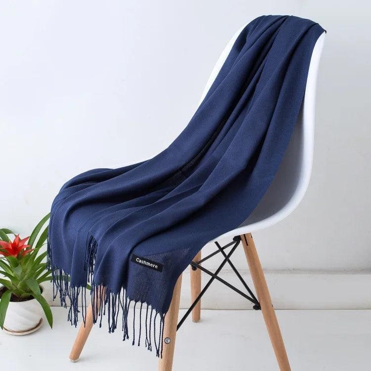 Women's Cashmere Scarf Wrap with Fine Knit Texture and Twisted Fringe - Image 7
