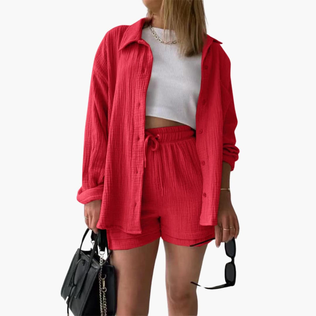 Women's Chic Casual Summer Two-Piece Lounge Set — fabric detail