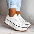 Women's Chunky Platform Canvas Lace-Up Trainers — side view