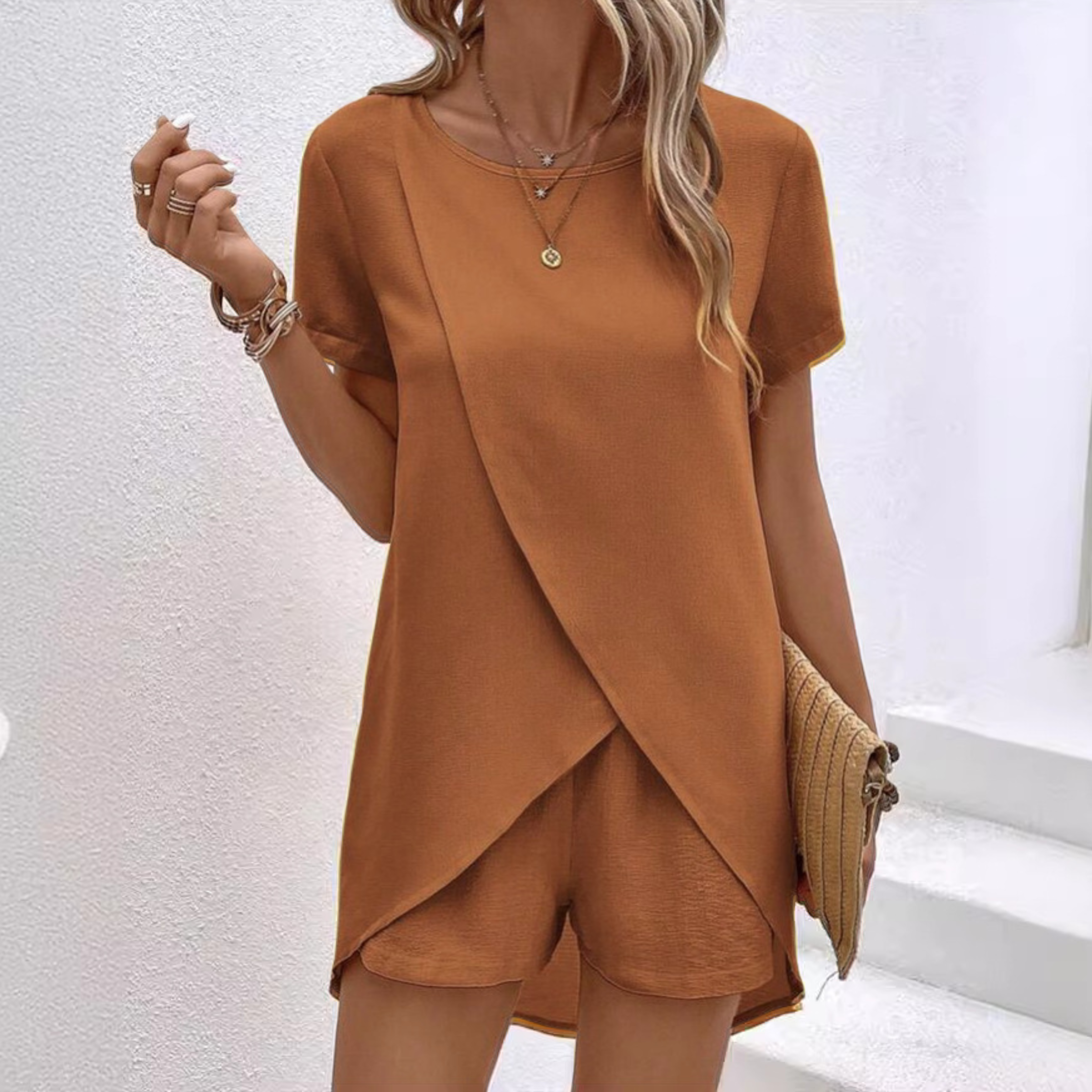 Women's Elegant Summer Co-ord Two-Piece Lounge Set — close-up