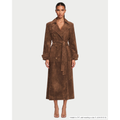 Women's Faux Suede Double-Breasted Trench Coat with Waist Belt - Image 1