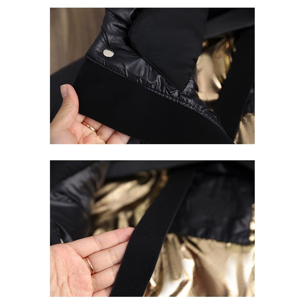 Women's Goose Down Puffer Jacket with Hood Long Black Quilted Winter Coat Water-Resistant - Image 11
