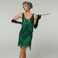Women's Halloween Flapper Dress Sequin Mini with 1920s Fringe and V-Neckline Costume Inspired - Image 1