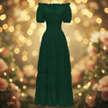 Women's Halloween Peasant Maxi Dress with Off-Shoulder Neckline and Smocked Waist for Boho Party Costume - Image 1