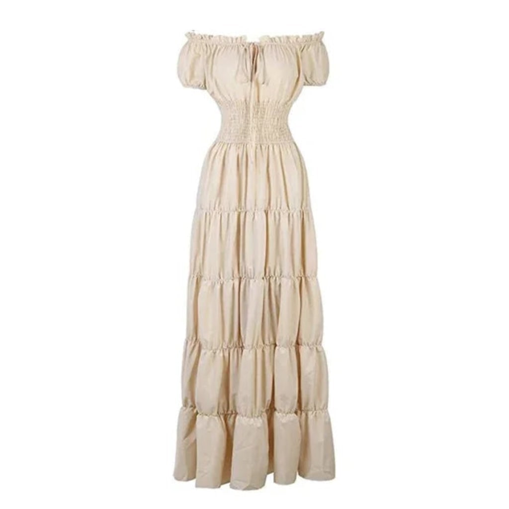 Women's Halloween Peasant Maxi Dress with Off-Shoulder Neckline and Smocked Waist for Boho Party Costume - Image 2