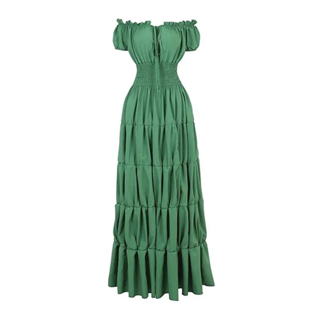 Women's Halloween Peasant Maxi Dress with Off-Shoulder Neckline and Smocked Waist for Boho Party Costume - Image 3