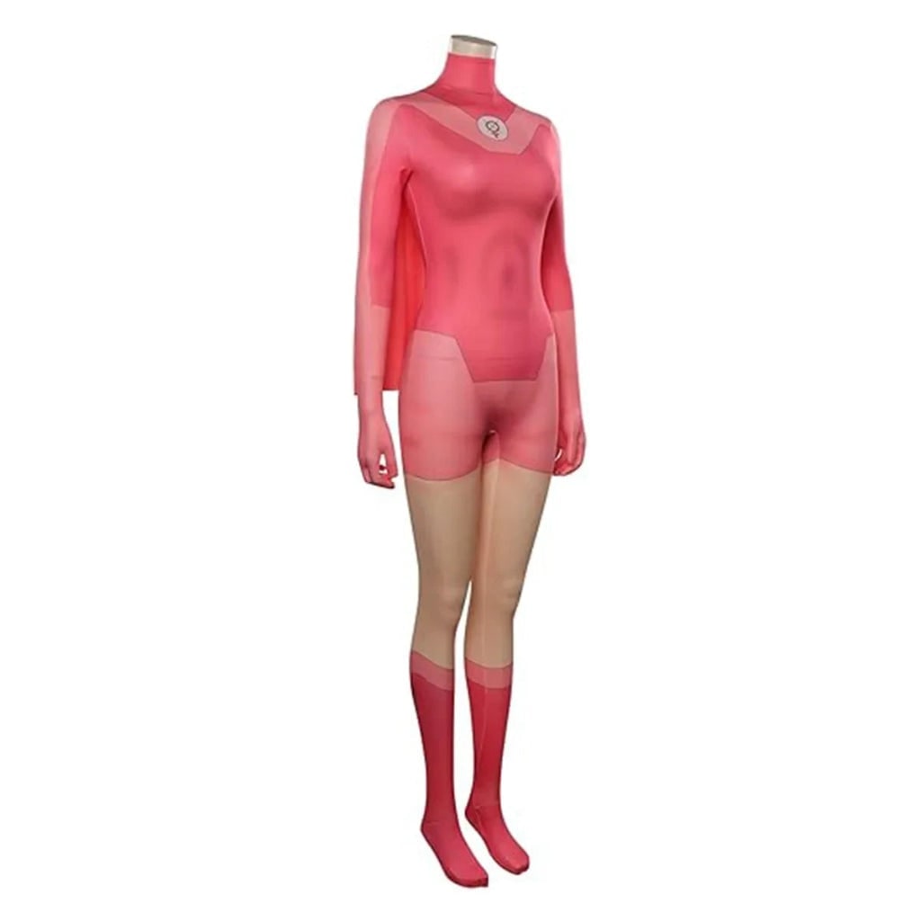 Women's Halloween Superhero Costume Jumpsuit with Cape and Gloves for Cosplay Party - Image 2