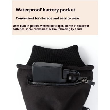 Women's Heated Gloves with Rechargeable Battery Waterproof Zipper and Adjustable Wrist Strap - Image 5