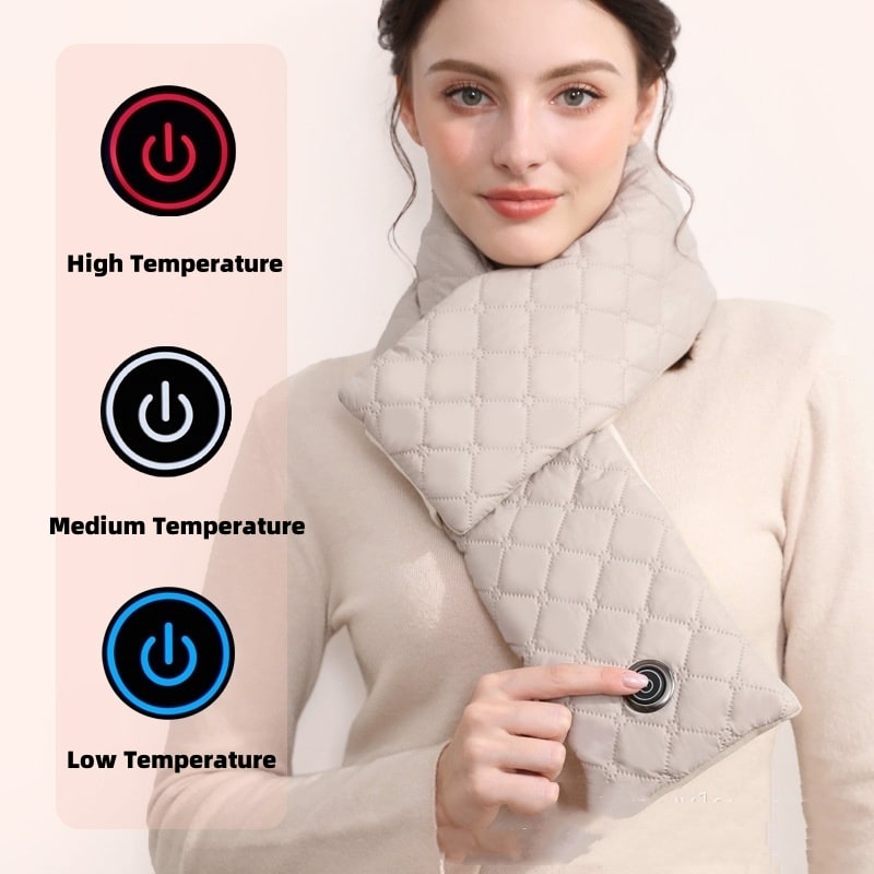 Women's Heated Scarf for Winter with Quilted Puffer Fleece Lining and 3 Heat Settings Warming - Image 1