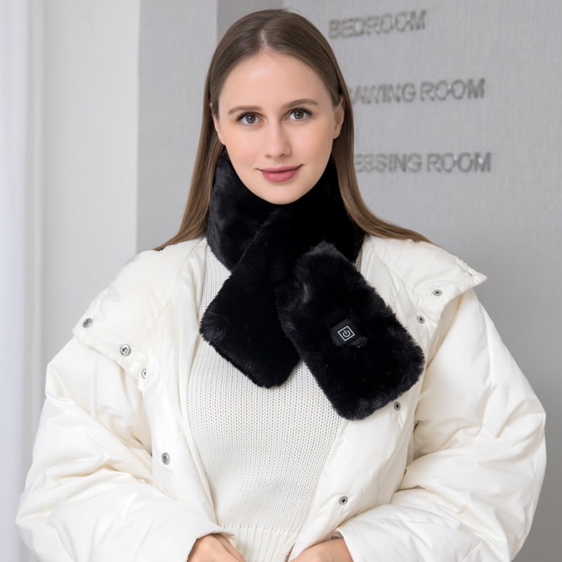 Women's Heated Scarf USB Electric Neck Wrap with Faux Fur and Three Temperature Levels - Image 8