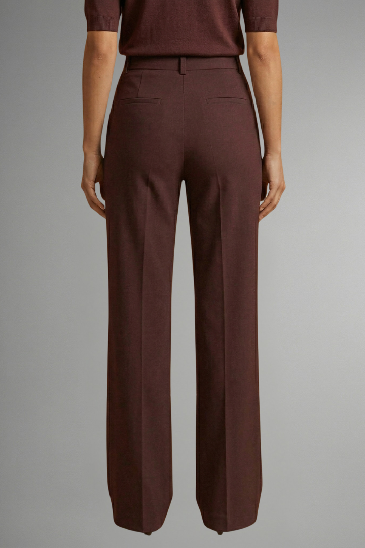Women's High-Waisted Wide Leg Tailored Trousers with Button Closure - Image 4