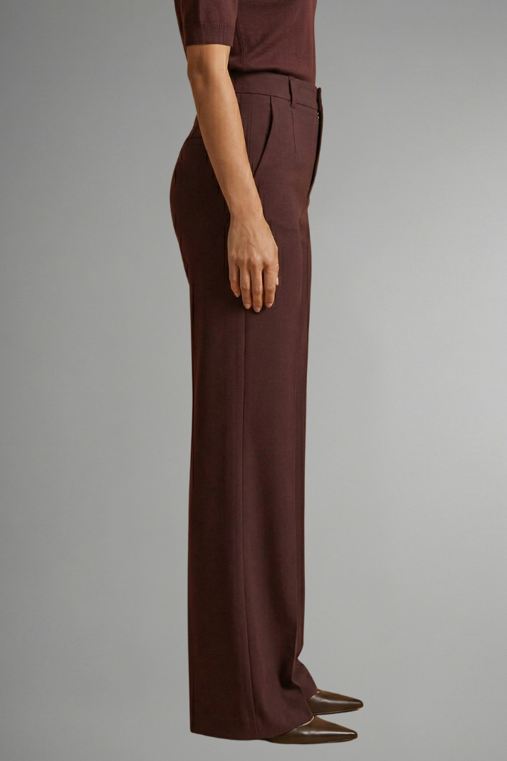 Women's High-Waisted Wide Leg Tailored Trousers with Button Closure - Image 5