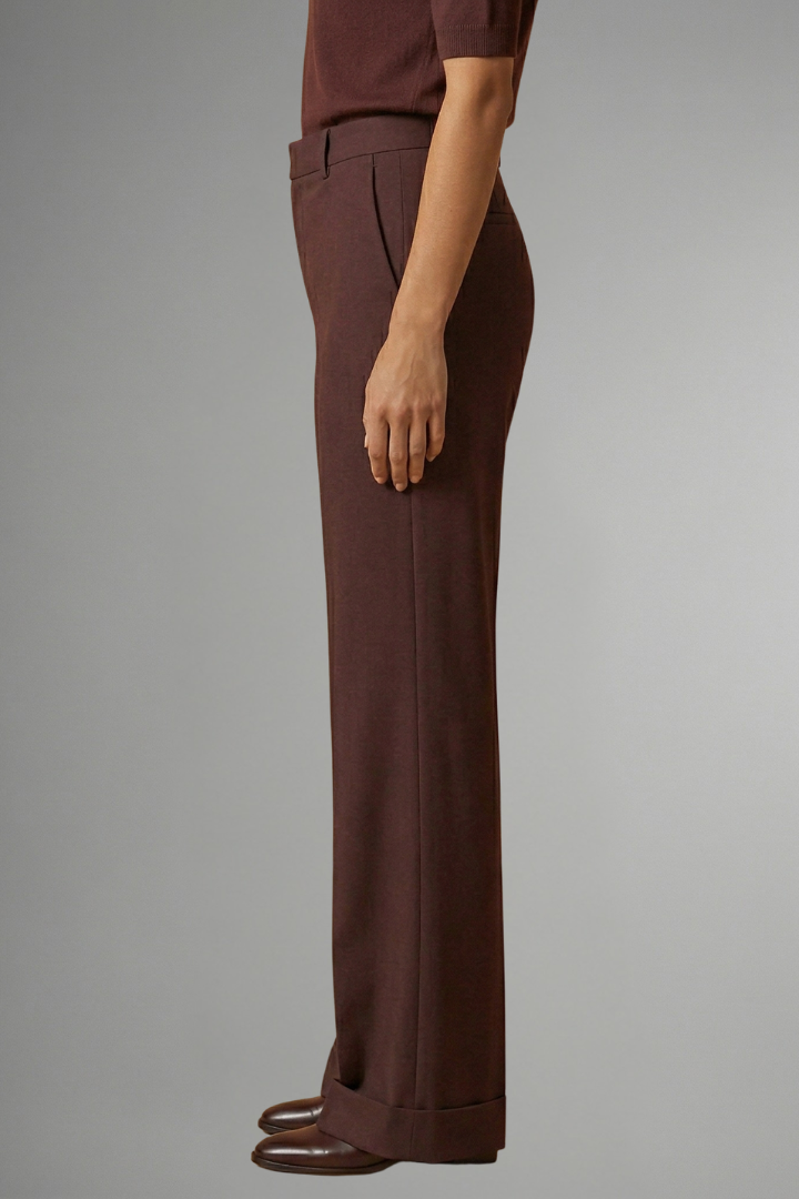 Women's High-Waisted Wide Leg Tailored Trousers with Button Closure - Image 6