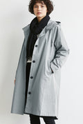 Women's Hooded Trench Coat with Drawstring Waist and Lightweight Woven Fabric - Image 3
